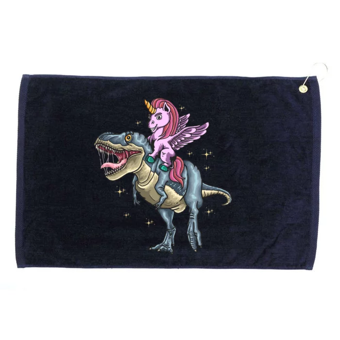 Unicorn Riding Dinosaur T Rex Meaningful Gift Grommeted Golf Towel