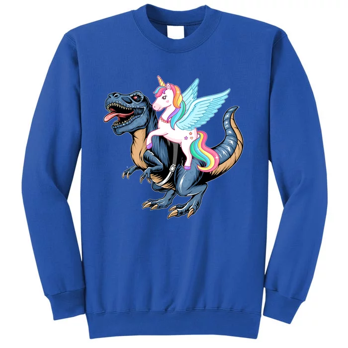 Unicorn Riding Dinosaur T Rex Gift Sweatshirt