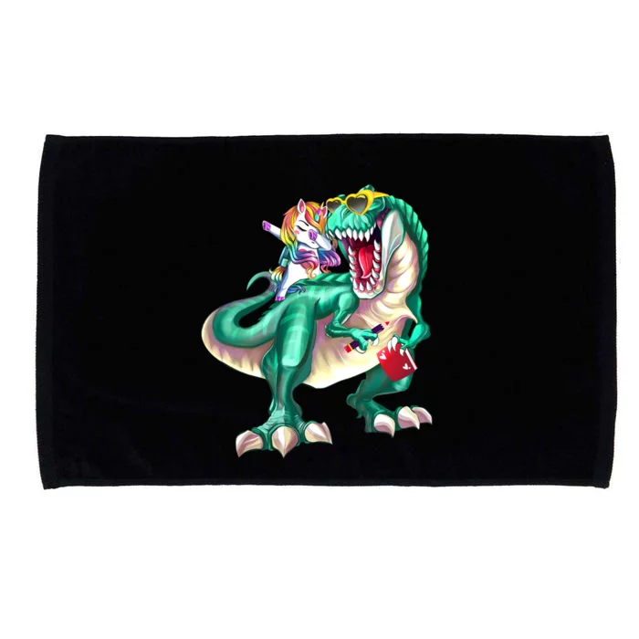 Unicorn Riding Dinosaur Wearing Sunglasses School Funny Gift Microfiber Hand Towel