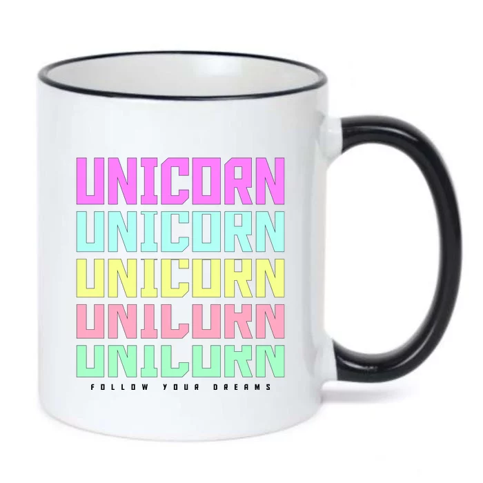 Unicorn Repeat Follow Your Dream Black Color Changing Mug