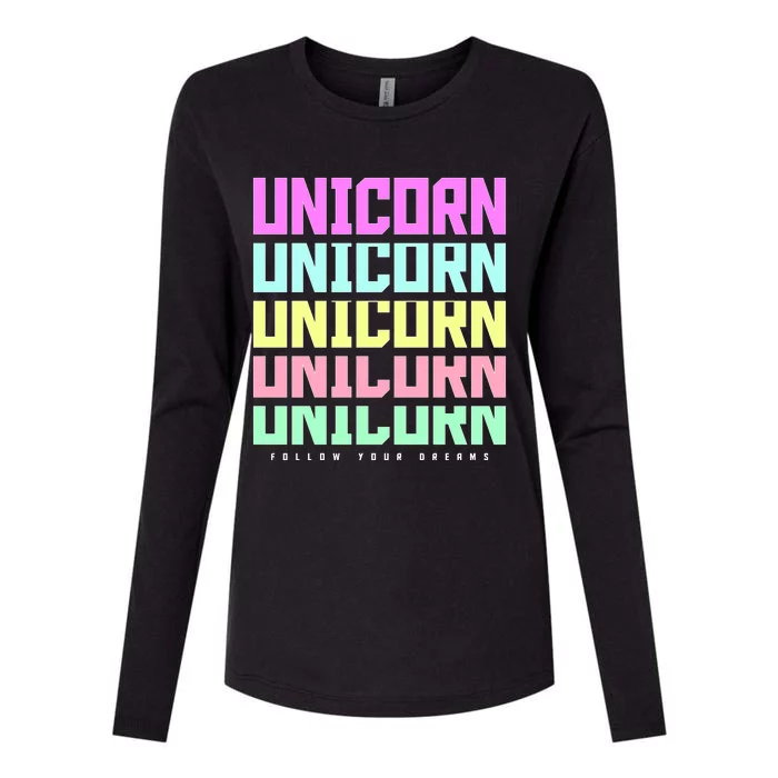 Unicorn Repeat Follow Your Dream Womens Cotton Relaxed Long Sleeve T-Shirt