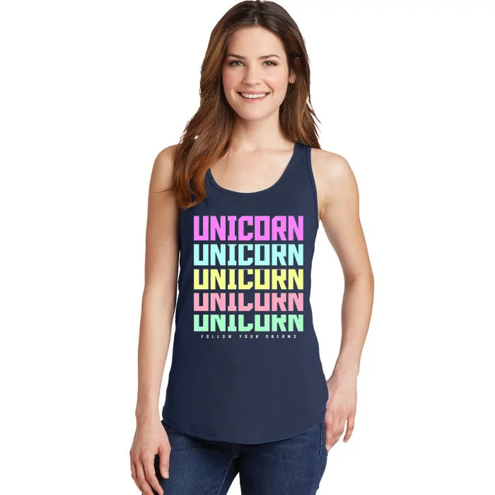 Unicorn Repeat Follow Your Dream Ladies Essential Tank