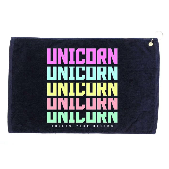 Unicorn Repeat Follow Your Dream Grommeted Golf Towel