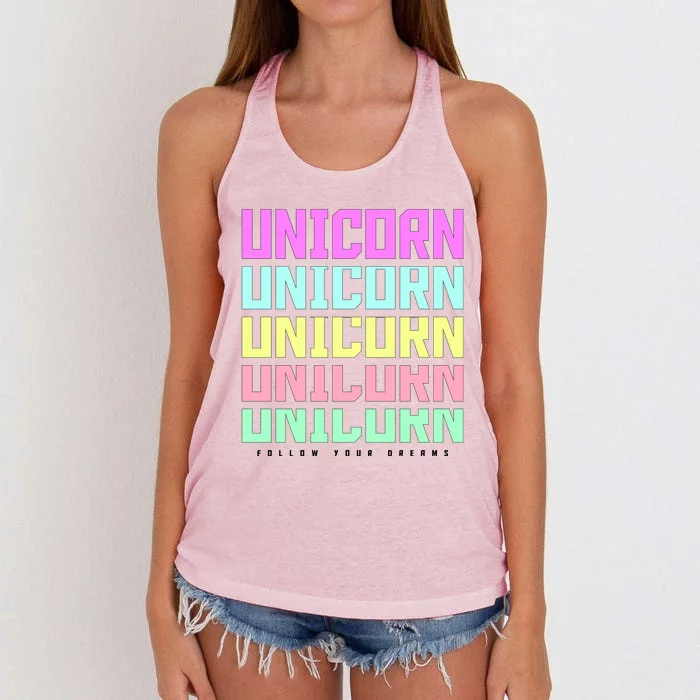 Unicorn Repeat Follow Your Dream Women's Knotted Racerback Tank