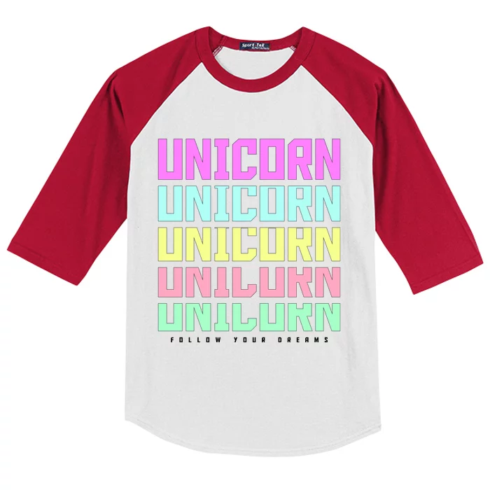 Unicorn Repeat Follow Your Dream Kids Colorblock Raglan Jersey