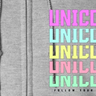 Unicorn Repeat Follow Your Dream Full Zip Hoodie