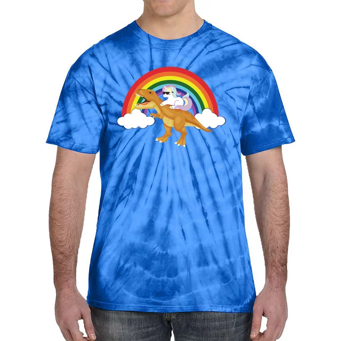 Unicorns Rainbow Funny Gift Unicorn Riding T Rex Dinosaur Cute Gift Tie-Dye T-Shirt