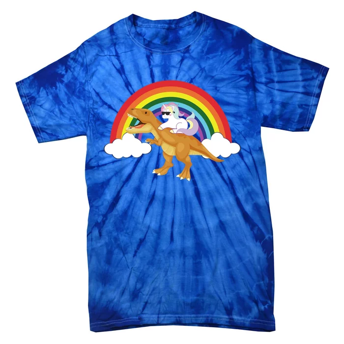 Unicorns Rainbow Funny Gift Unicorn Riding T Rex Dinosaur Cute Gift Tie-Dye T-Shirt