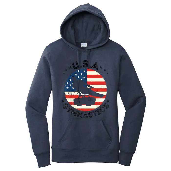 USA Retro Gymnastics Team Vintage Support USA Men Gymnastics Women's Pullover Hoodie