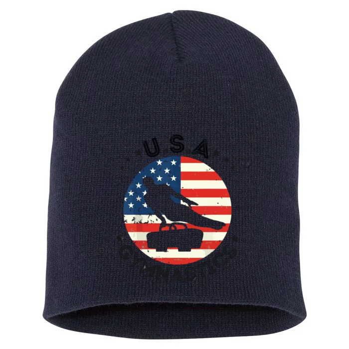 USA Retro Gymnastics Team Vintage Support USA Men Gymnastics Short Acrylic Beanie