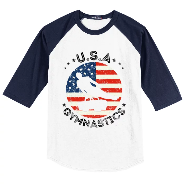 Usa Retro Gymnastics Team Vintage Support Usa Gymnastics Baseball Sleeve Shirt