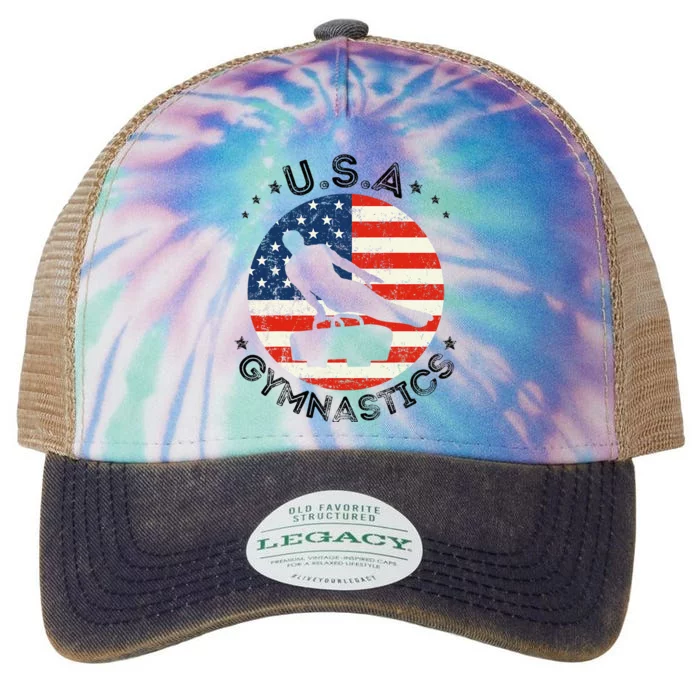 Usa Retro Gymnastics Team Vintage Support Usa Gymnastics Legacy Tie Dye Trucker Hat