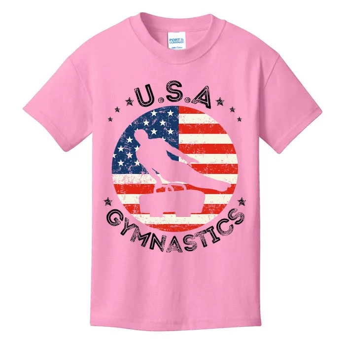 Usa Retro Gymnastics Team Vintage Support Usa Gymnastics Kids T-Shirt