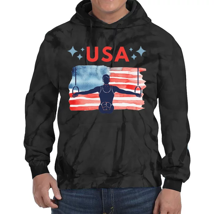 Usa Ring Gymnast American Flag Design For Gymnastics Tie Dye Hoodie