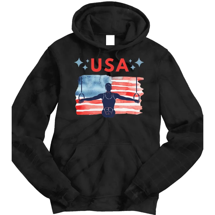 Usa Ring Gymnast American Flag Design For Gymnastics Tie Dye Hoodie