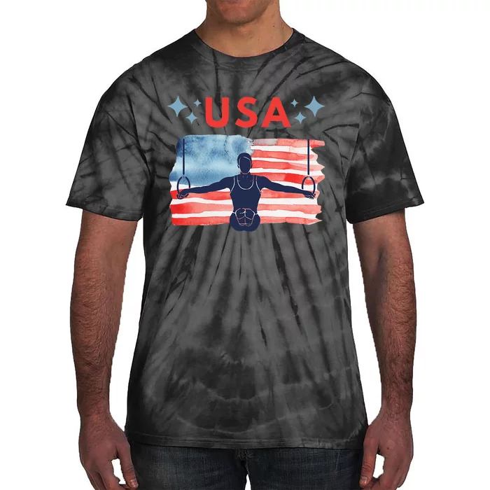 Usa Ring Gymnast American Flag Design For Gymnastics Tie-Dye T-Shirt