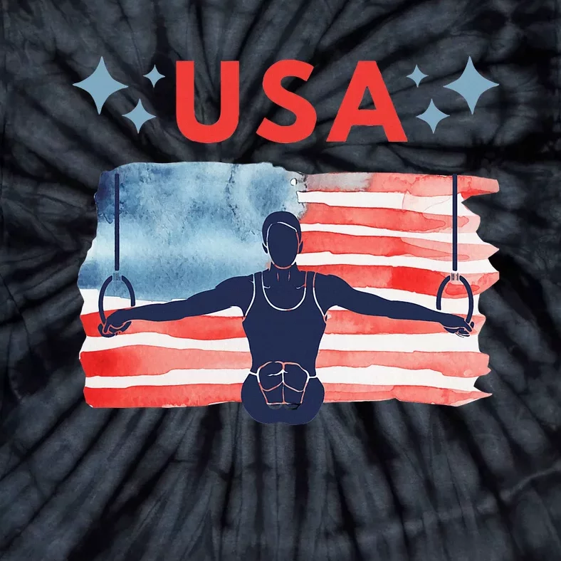 Usa Ring Gymnast American Flag Design For Gymnastics Tie-Dye T-Shirt