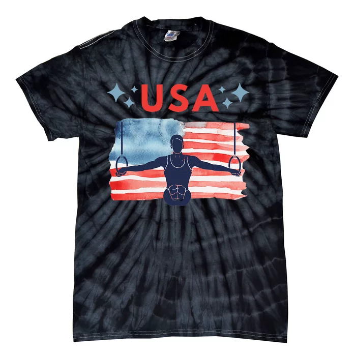 Usa Ring Gymnast American Flag Design For Gymnastics Tie-Dye T-Shirt