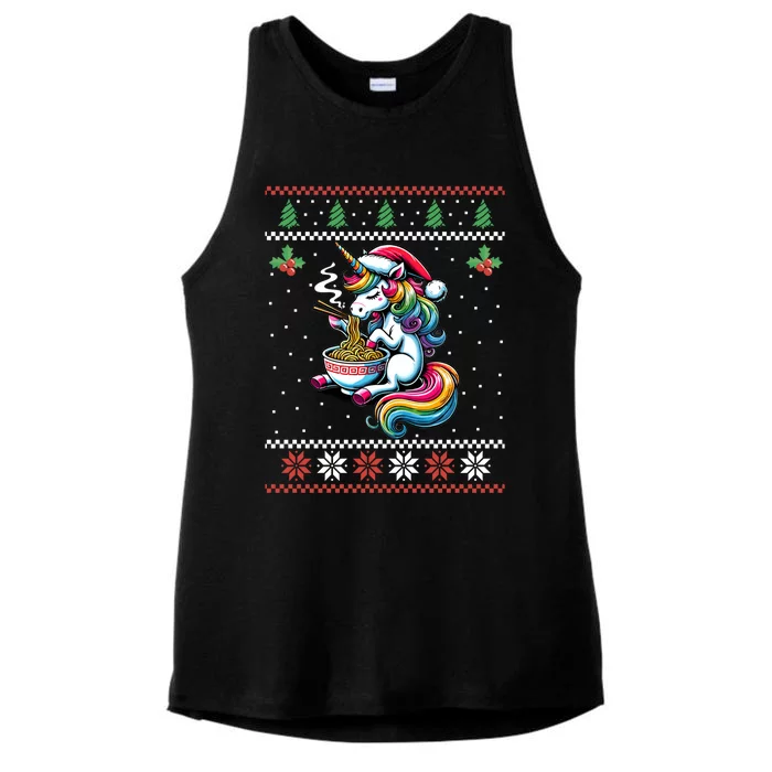 Unicorn Ramen Japanese Ugly Christmas Xmas Gift Ladies Tri-Blend Wicking Tank