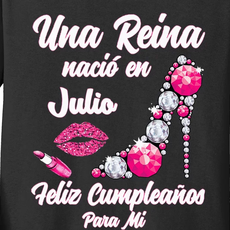 Una Reina Nacio En Julio Cumpleanos Camisa Best July Kids Long Sleeve Shirt