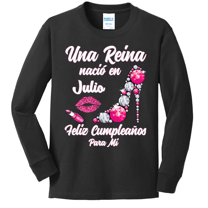 Una Reina Nacio En Julio Cumpleanos Camisa Best July Kids Long Sleeve Shirt