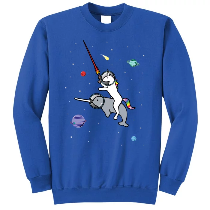 Unicorn Riding Narwhal In Space Sweatshirt