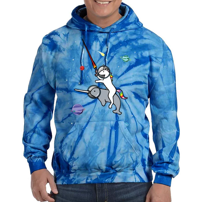 Unicorn Riding Narwhal In Space Tie Dye Hoodie