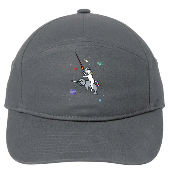 Unicorn Riding Narwhal In Space 7-Panel Snapback Hat