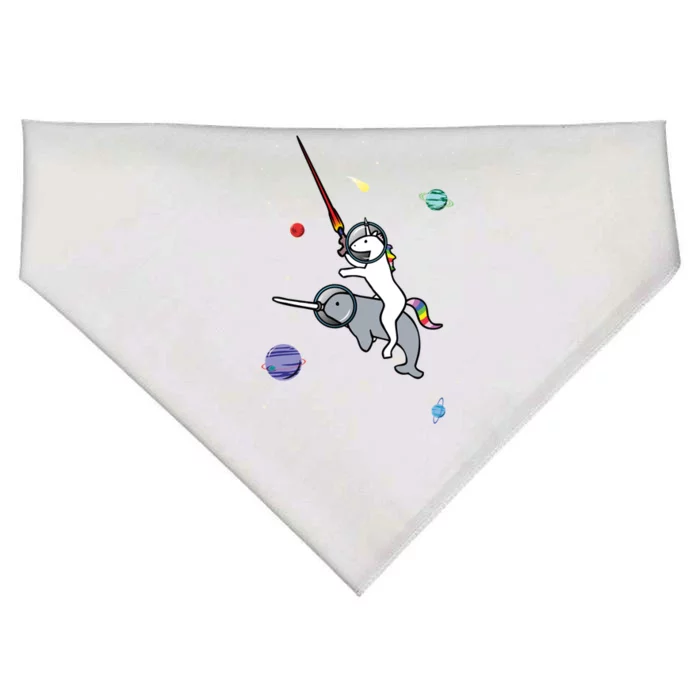 Unicorn Riding Narwhal In Space USA-Made Doggie Bandana