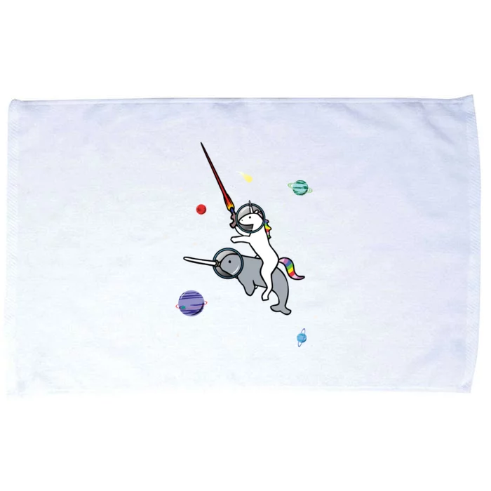 Unicorn Riding Narwhal In Space Microfiber Hand Towel