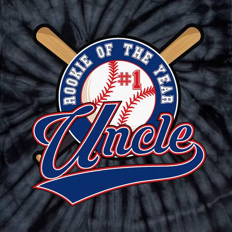 Uncle Rookie of Year 1st Birthday Baseball Theme Matching Tie-Dye T-Shirt