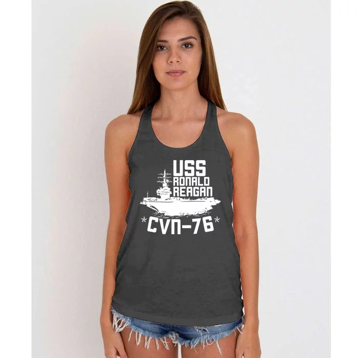 Uss Ronald Regan Cvn76 Aircraft Carrier For A Veteran Women's Knotted Racerback Tank