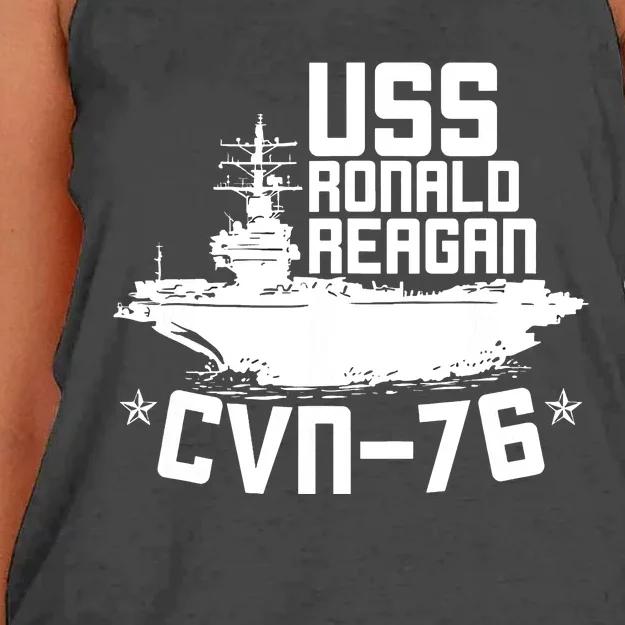 Uss Ronald Regan Cvn76 Aircraft Carrier For A Veteran Women's Knotted Racerback Tank