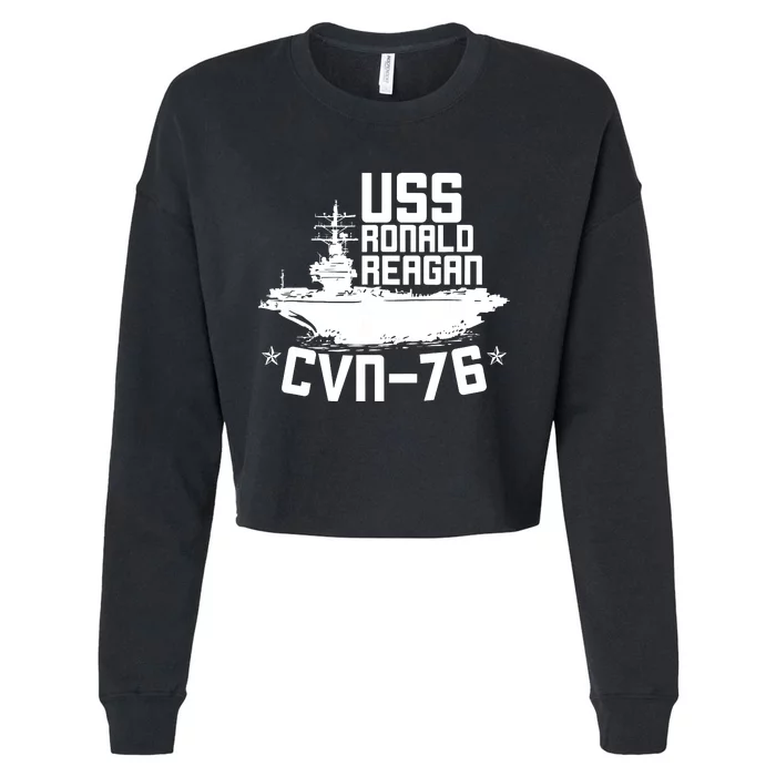 Uss Ronald Regan Cvn76 Aircraft Carrier For A Veteran Cropped Pullover Crew