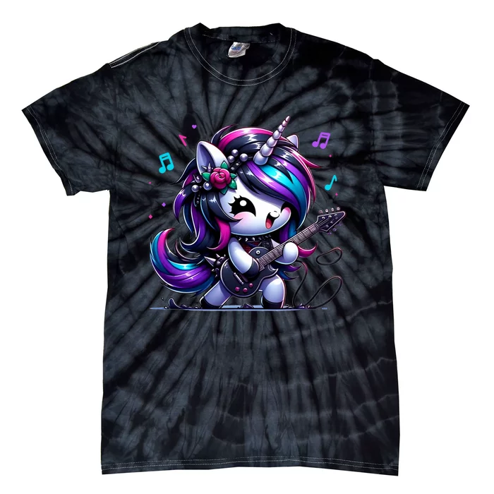 Unicorn Rock & Roll Guitar Rockin Music Guitarist Girl Women Tie-Dye T-Shirt