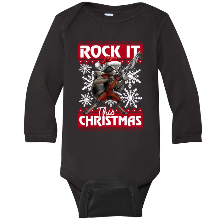 Ugly Rocket Raccoon Lover Holiday Season Christmas Baby Long Sleeve Bodysuit