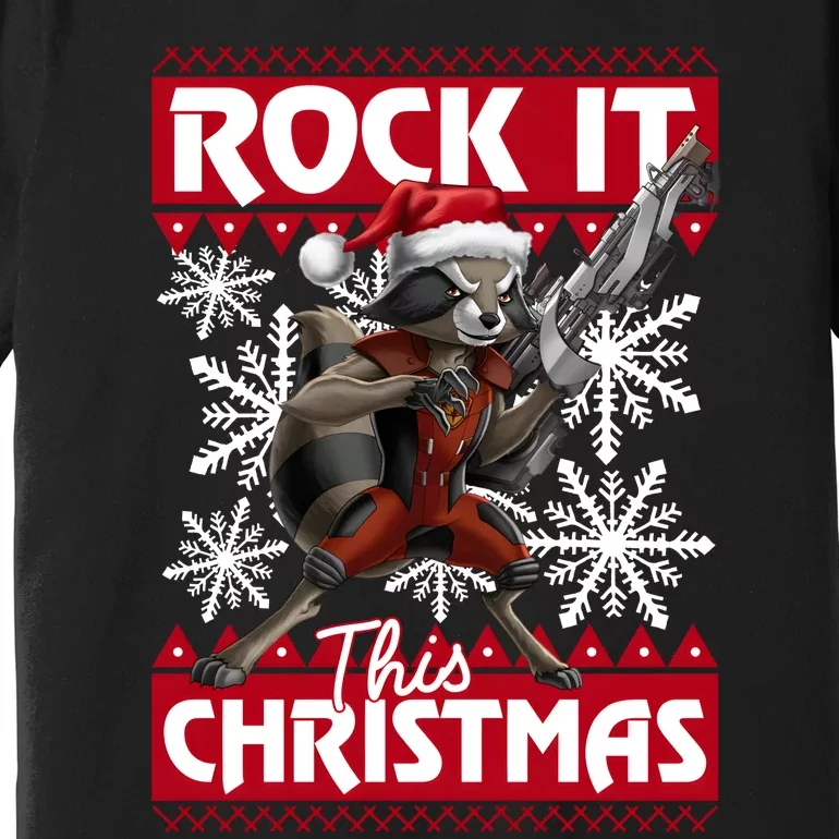 Ugly Rocket Raccoon Lover Holiday Season Christmas Premium T-Shirt