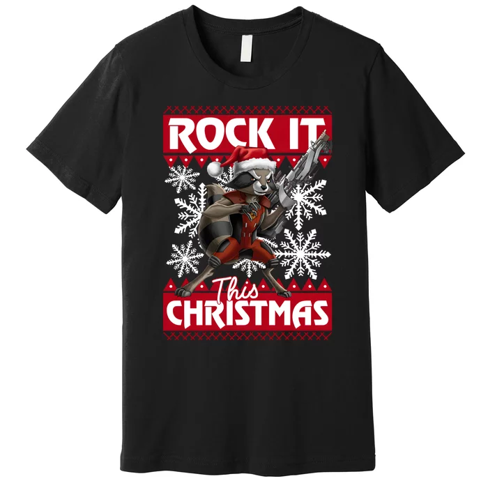 Ugly Rocket Raccoon Lover Holiday Season Christmas Premium T-Shirt