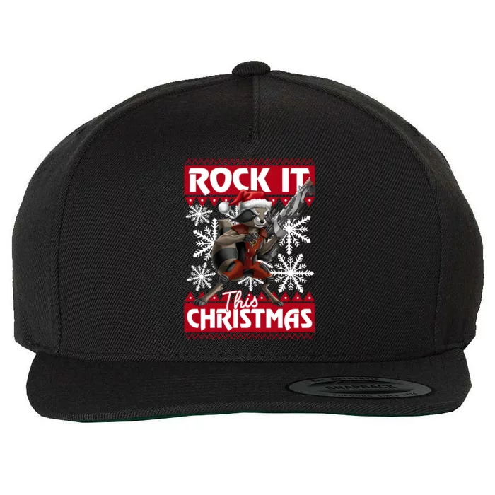 Ugly Rocket Raccoon Lover Holiday Season Christmas Wool Snapback Cap