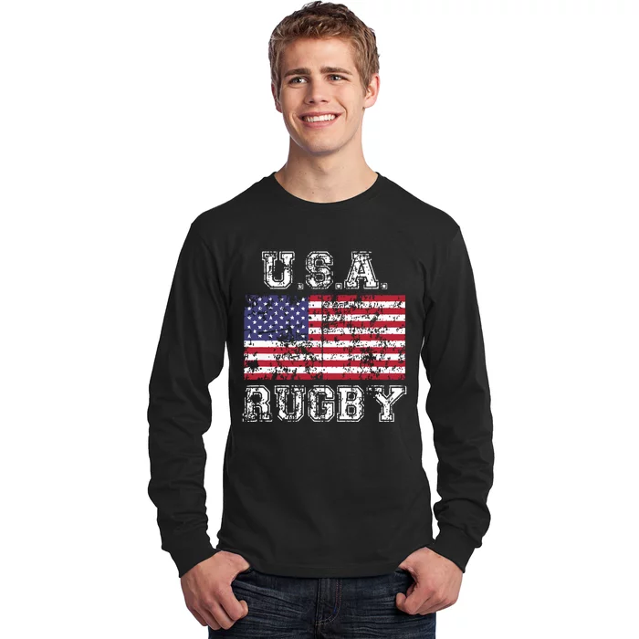 USA Rugby Shirts For Men Women Kids American Flag Long Sleeve Shirt