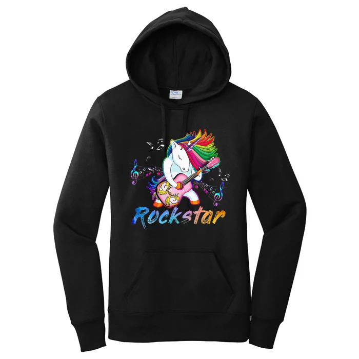 Unicorn Rock Star Guitar Rockin Music Singer Women's Pullover Hoodie