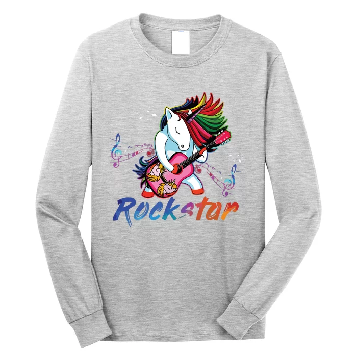 Unicorn Rock Star Guitar Rockin Music Singer Tee Long Sleeve Shirt