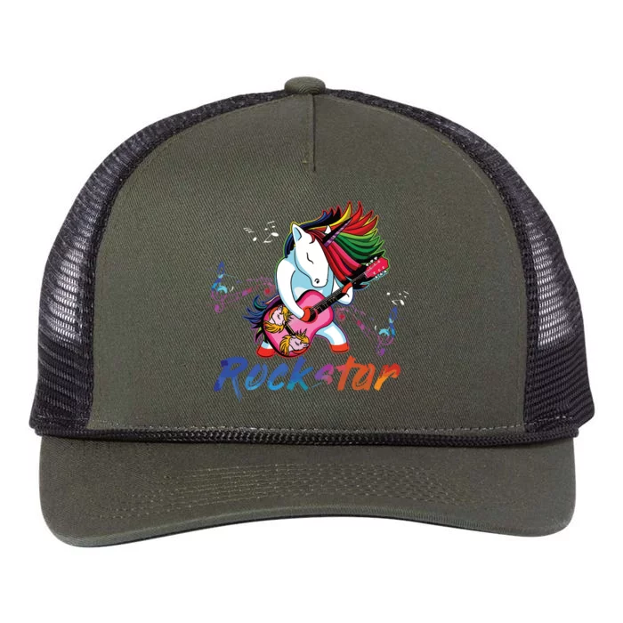 Unicorn Rock Star Guitar Rockin Music Singer Tee Retro Rope Trucker Hat Cap