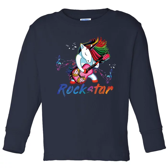 Unicorn Rock Star Guitar Rockin Music Singer Tee Toddler Long Sleeve Shirt