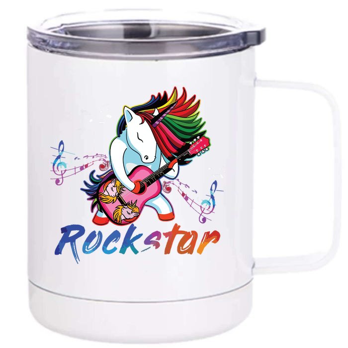 Unicorn Rock Star Guitar Rockin Music Singer Tee Front & Back 12oz Stainless Steel Tumbler Cup