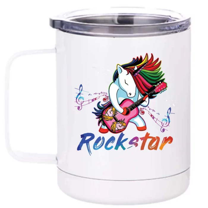 Unicorn Rock Star Guitar Rockin Music Singer Tee Front & Back 12oz Stainless Steel Tumbler Cup