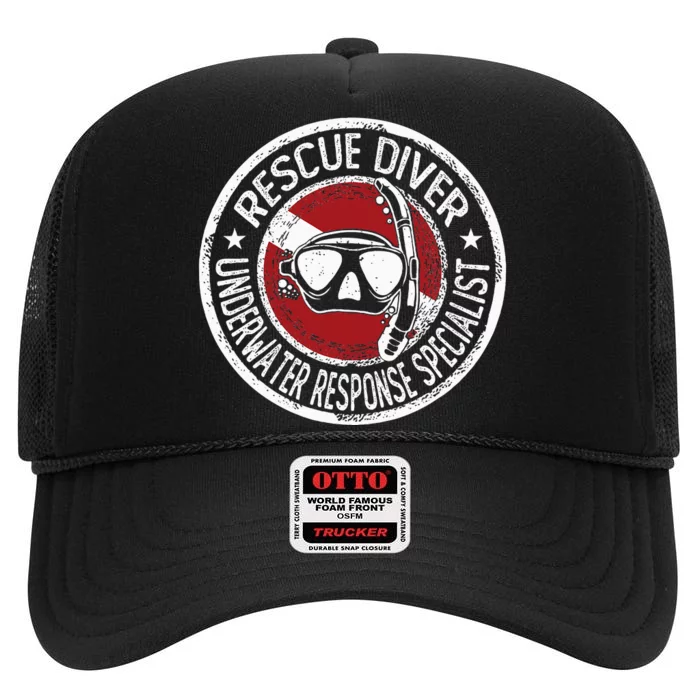 Underwater Response Sprcialist Under Water Rescue Diver High Crown Mesh Trucker Hat