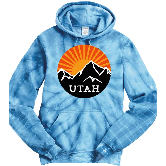 Utah Retro Sunset Mountains Vintage Sun Souvenir Memorabilia Tie Dye Hoodie