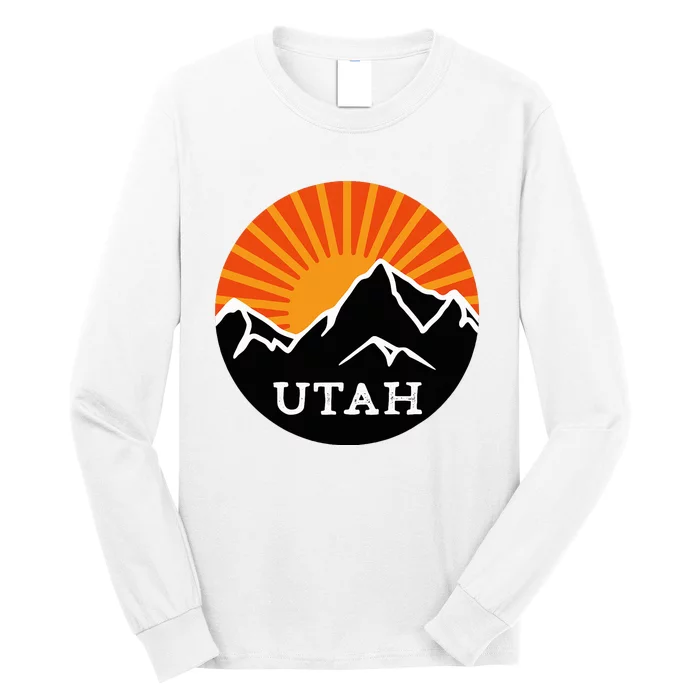 Utah Retro Sunset Mountains Vintage Sun Souvenir Memorabilia Long Sleeve Shirt