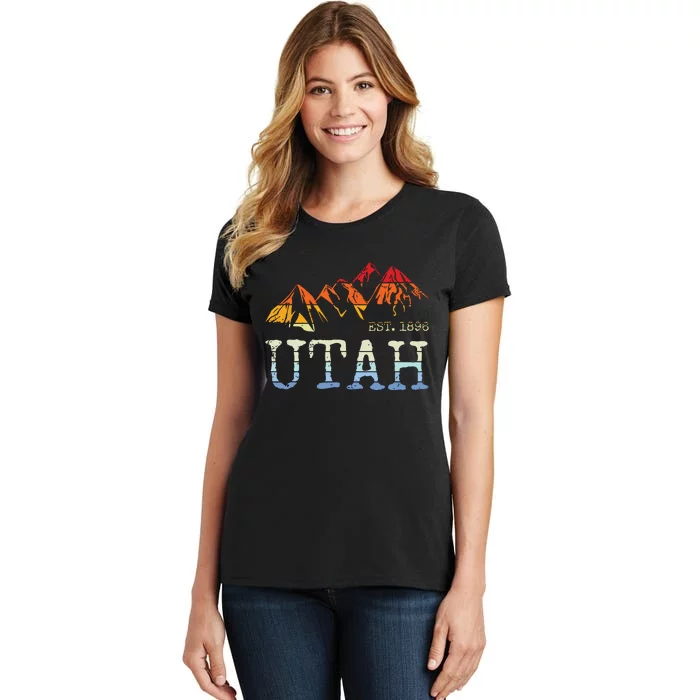 Utah Retro Sunset Vintage Mountain Home Est 1896 Cool Hiking Women's T-Shirt